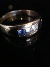 VICTORIAN EDWARDIAN 18CT YELLOW GOLD SAPPHIRE DIAMOND OLD CUT DIAMOND GYPSY BAND