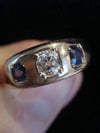 VICTORIAN EDWARDIAN 18CT YELLOW GOLD SAPPHIRE DIAMOND OLD CUT DIAMOND GYPSY BAND