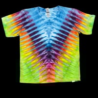 Image 1 of BLUE RAINBOW DRIPPY V TIE DYE YOUTH TEE SIZE SMALL