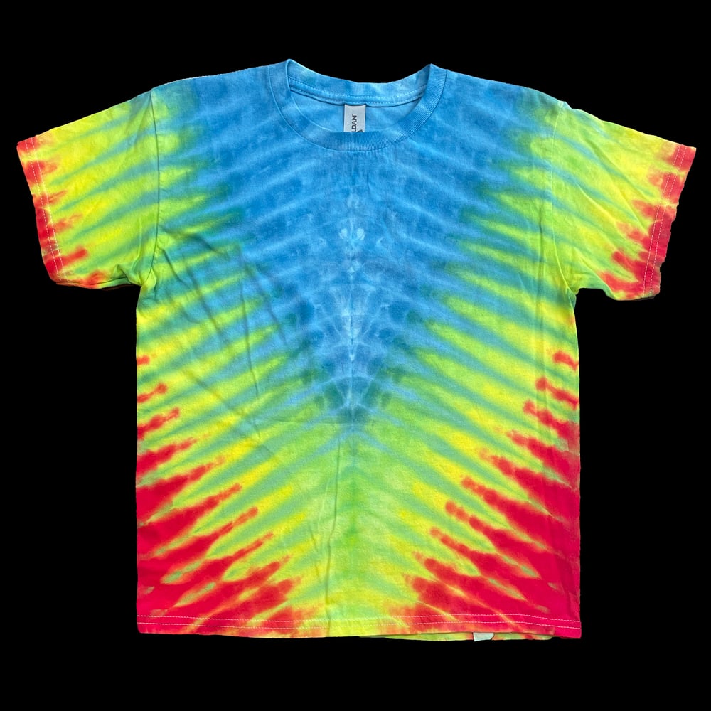 BLUE DRIPPY V TIE DYE YOUTH TEE SIZE MEDIUM