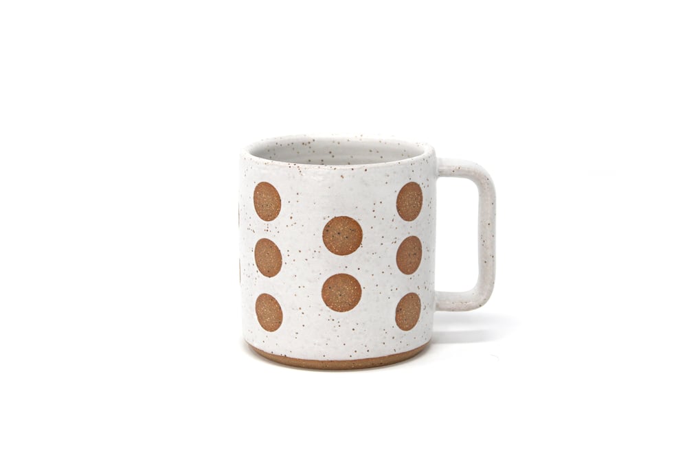 Image of Polka Dot Mug - Alabaster, Speckled Clay