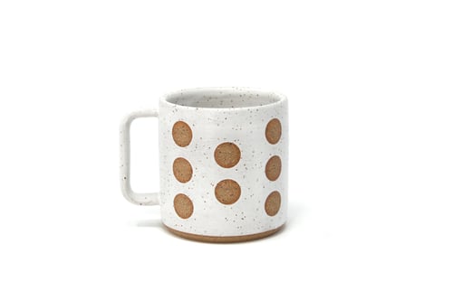 Image of Polka Dot Mug - Alabaster, Speckled Clay