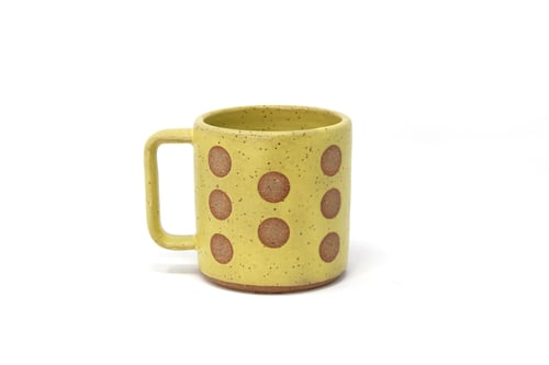 Image of Polka Dot Mug - Lemon Creme, Speckled Clay