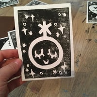 Image 1 of Nonbinary Symbol Original Linocut Postcard 