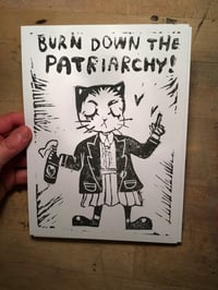 Image 2 of BURN DOWN THE PATRIARCHY! Original A5 Linocut Print 