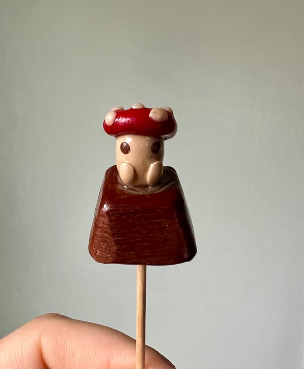 Image of *PRE ORDER* *MADE TO ORDER* Red Mushie Boi on log