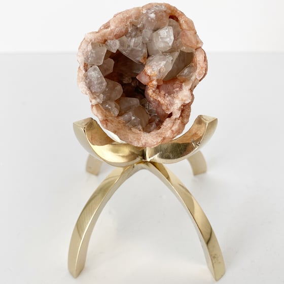 Image of Pink Amethyst/Calcite no.21 + Brass Claw Stand