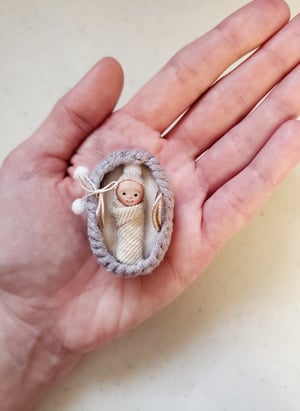 Image of OOAK Tiny Bundle Baby in Bassinet