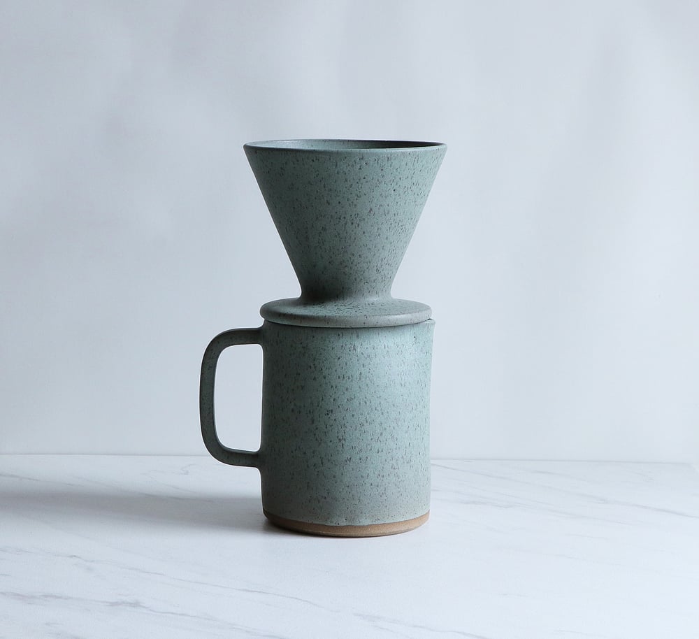 Image of Coffee pour over set with carafe, glazed in Mint