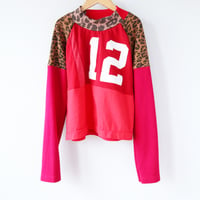 Image 2 of red pink animal print TWELVE SIZE 14 12 12TH TWELFTH BIRTHDAY PARTY BDAY baseball cropped tee top