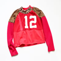 Image 1 of red pink animal print TWELVE SIZE 14 12 12TH TWELFTH BIRTHDAY PARTY BDAY baseball cropped tee top