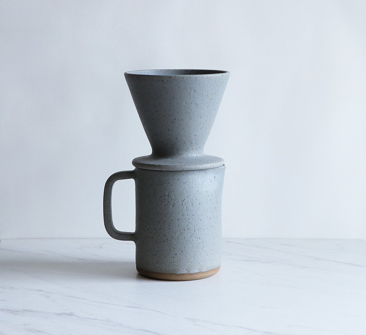 Image of Coffee pour over set with carafe, glazed in Gray