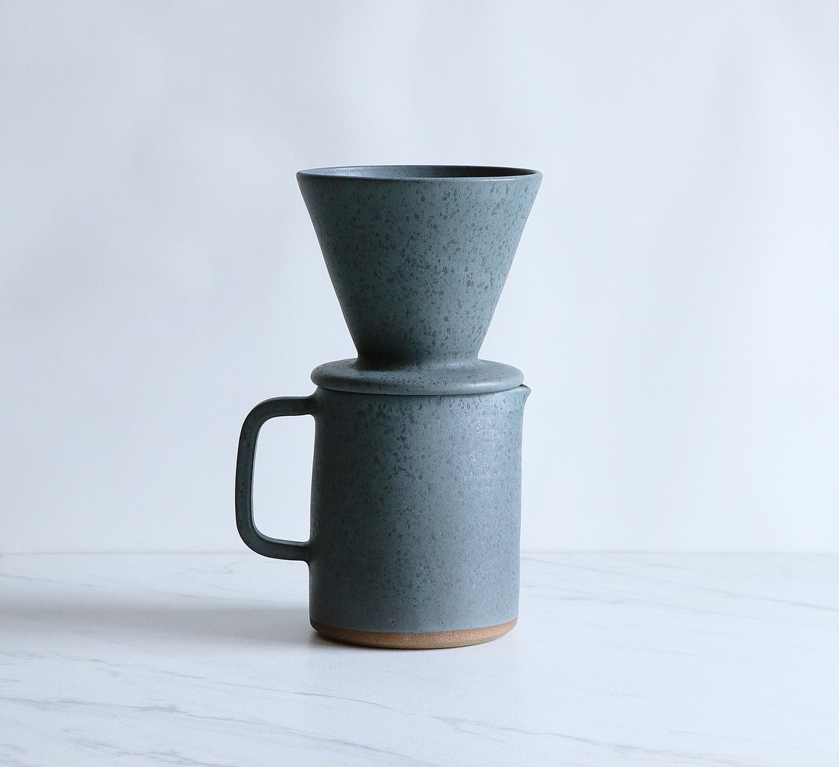 Image of Coffee pour over set with carafe, glazed in Dark Teal