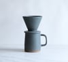 Coffee pour over set, glazed in Dark Teal