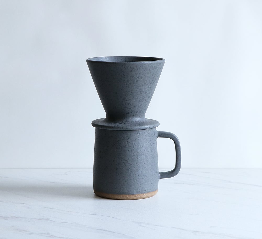 Image of Coffee pour over set, glazed in Charcoal