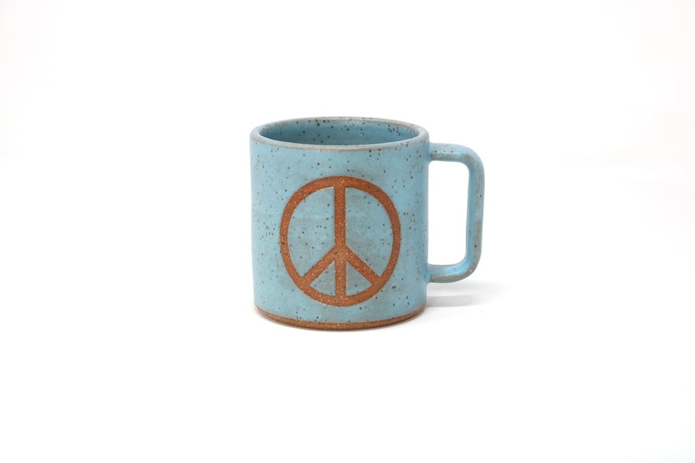 Image of Peace Mug - Sky Blue, Speckled Clay