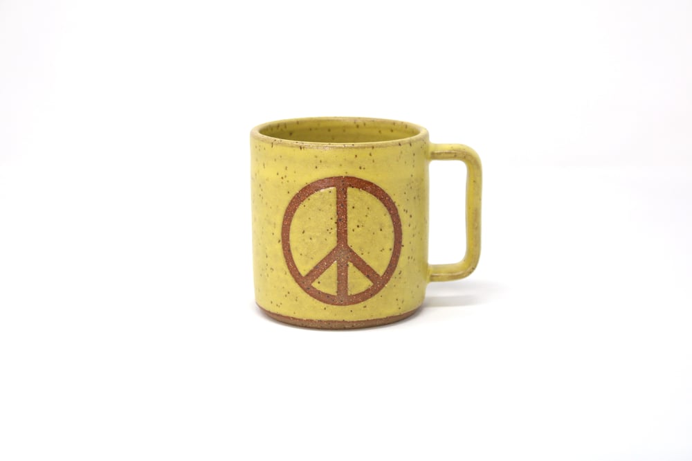 Image of Peace Mug - Lemon Creme, Speckled Clay