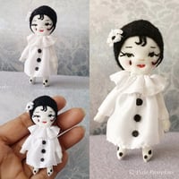 Tiny Pierrette Doll, Handmade Ooak Pierrot Girl, Miniature Art Doll, Petite Rag Doll, Commedia dell'