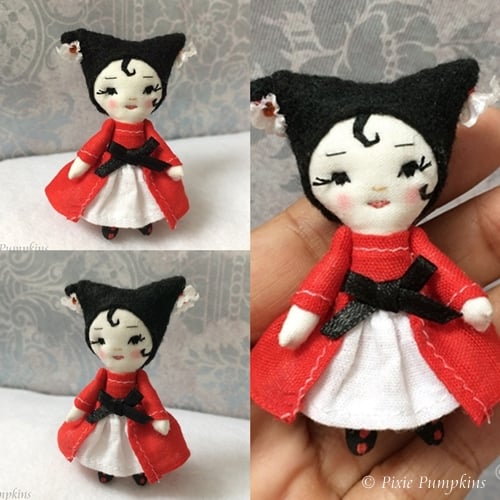 Miniature Red & Black Jester Ooak Doll, Jester Circus Doll, Jester Handmade  Cloth Doll, Collectible