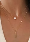 Bar and Charm Layered Pendant Necklace set