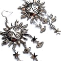 Celestial Sun Silver Drop Earrings