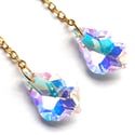 Cicada Wing & AB Crystal Golden Drop Earrings
