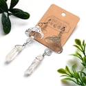 Toadstool & Quartz Crystal Silver Drop Earrings