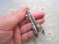 Image 2 of Vamp Ornate Pointed Earrings, Grey & Antique Silver, Pierced or Clip On 