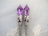 Gothic Vamp Statement Earrings, Purple & Antique Silver, Pierced or Clip On 