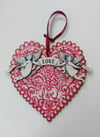 Love heart - Hanging wooden decoration