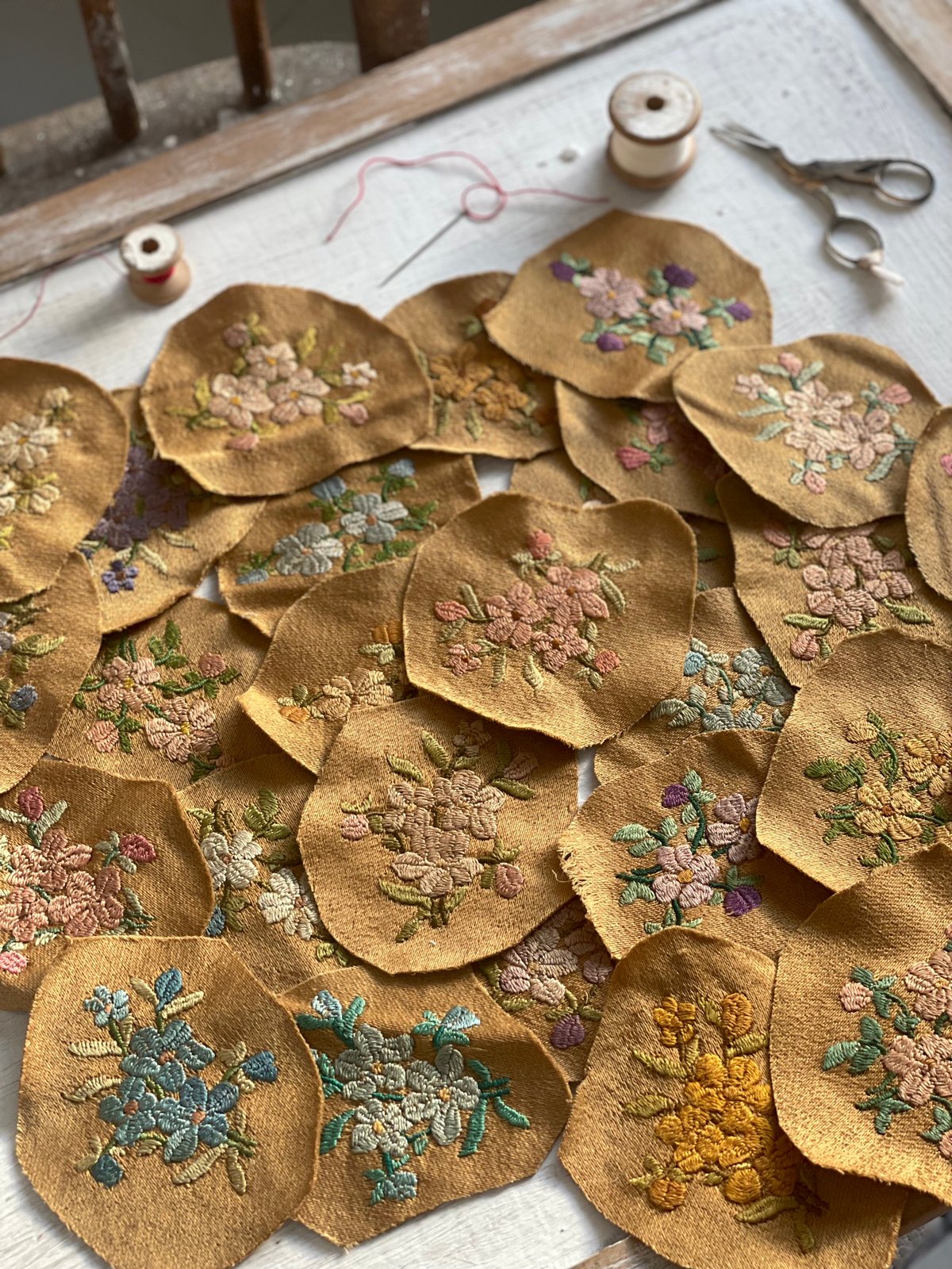 Image of Embroidered Silk Flower Patches