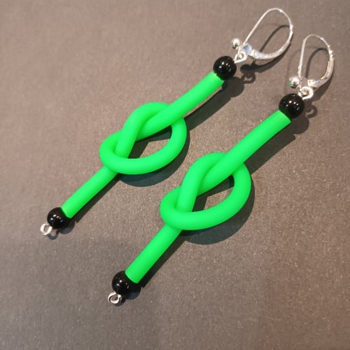 Image of neon colors rubber knot earrings