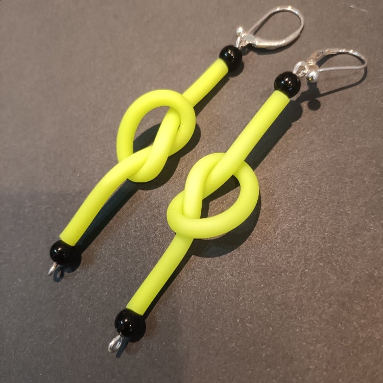 Image of neon colors rubber knot earrings