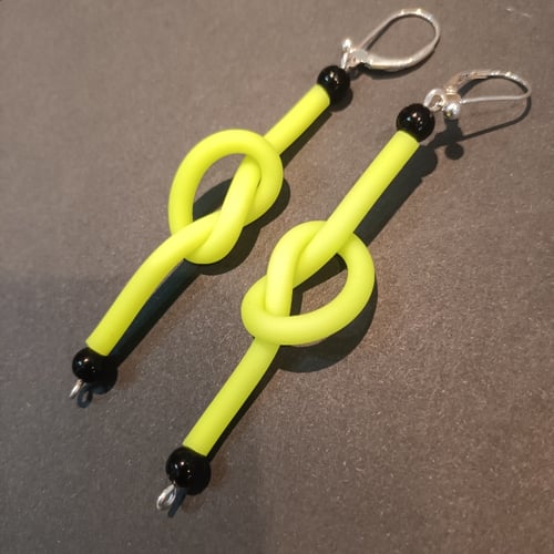 Image of neon colors rubber knot earrings