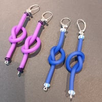Image 5 of neon colors rubber knot earrings