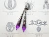 Gothic Vamp Pointed Earrings, Purple & Gunmetal, Pierced or Clip On 
