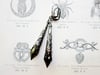 Gothic Vamp Pointed Earrings, Black & Gunmetal, Pierced or Clip On 