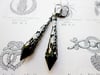 Gothic Vamp Pointed Earrings, Black & Gunmetal, Pierced or Clip On 