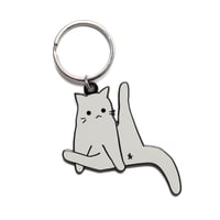 Image 3 of Anxiety Cat - Yoga Pose / Cat With Leg Up Keychain