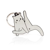 Image 2 of Anxiety Cat - Yoga Pose / Cat With Leg Up Keychain