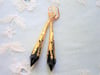 Roaring 20s Flapper Vamp Earrings, Black & Gold, Pierced or Clip On