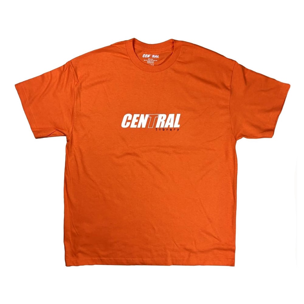 Central Library Logo T Shirt Orange The Central Library central-library-logo-t-shirt-orange-the-central-library