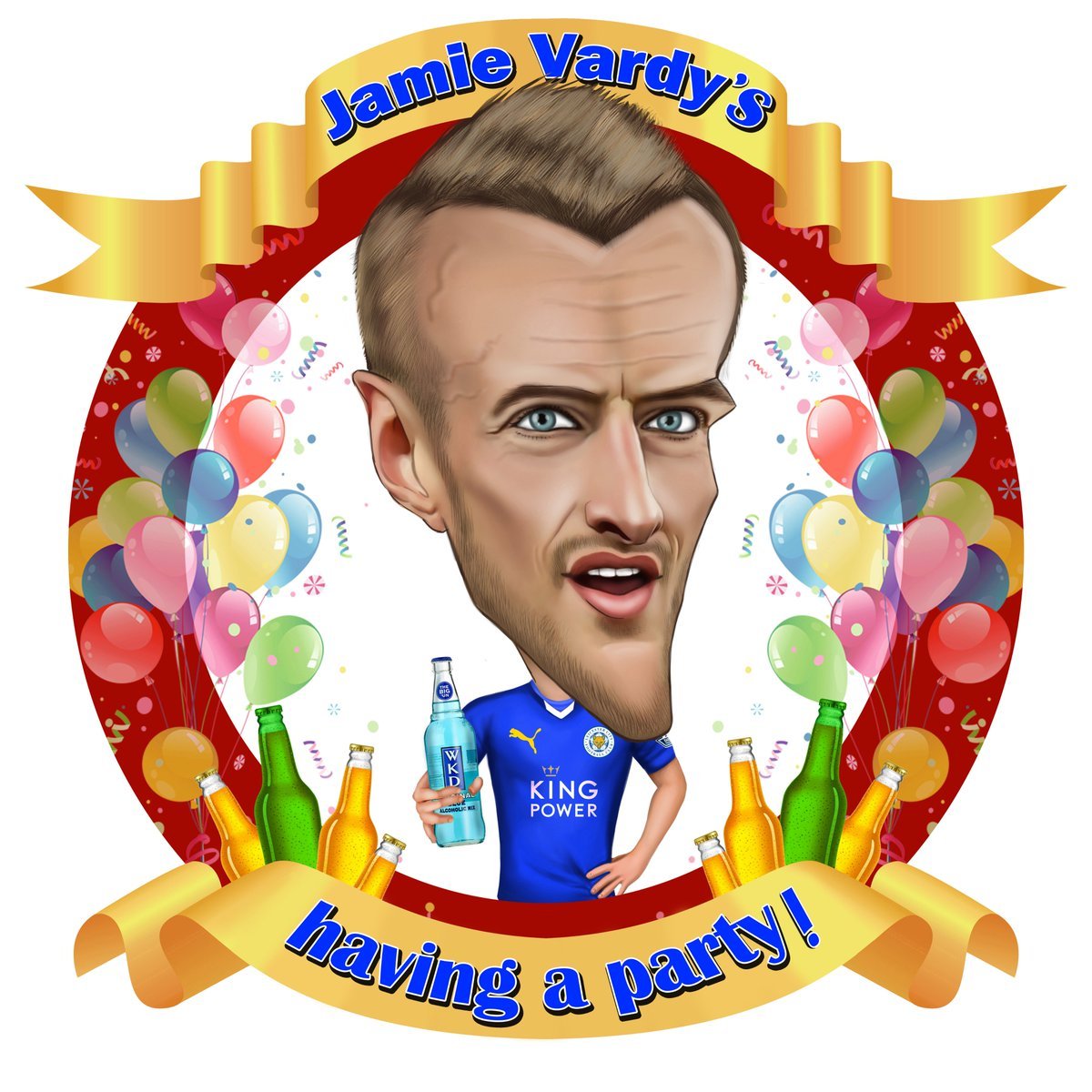 Leicester City Jamie Vardys having a party! Enamel Badge | Shirt Brigade