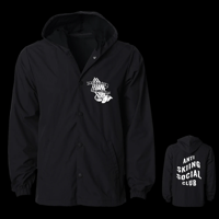 Anti Skiing Social Club - Windbreaker Hooded Coach Jacket (Black  + 3M Reflective Logo)