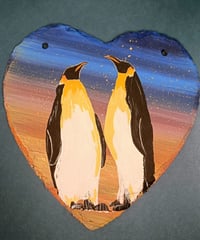 Image 4 of Penguins on slate heart