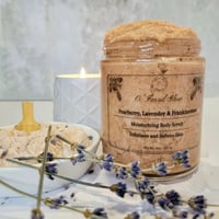 Image 1 of 8 oz Body Scrub: Pearberry, Lavender & Frankincense 