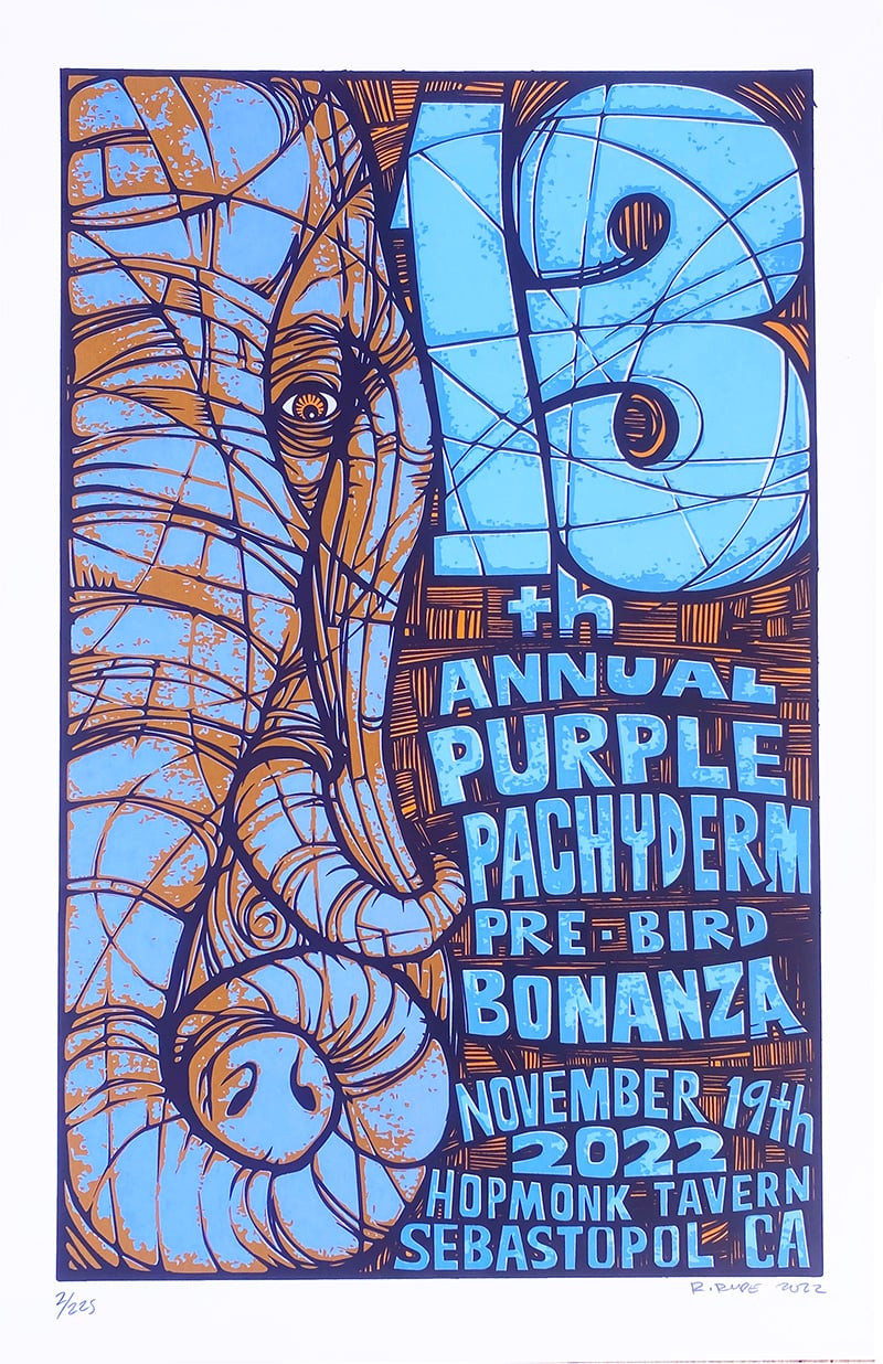 13TH ANNUAL PURPLE PACHYDERM PARTY POSTER -NOR CAL, 2022 - REG  EDITION