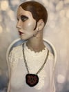 Large Hand Beaded Red and Black Snake Necklace by Ugly Shyla 