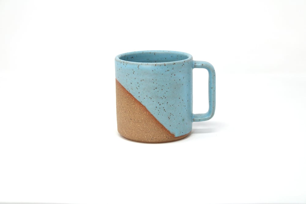 Image of Classic Angle Dip Mug - Sky Blue, Speckled Clay