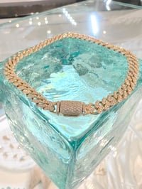 Image 3 of 14k solid gold diamond Cuban link 5mm bracelet 